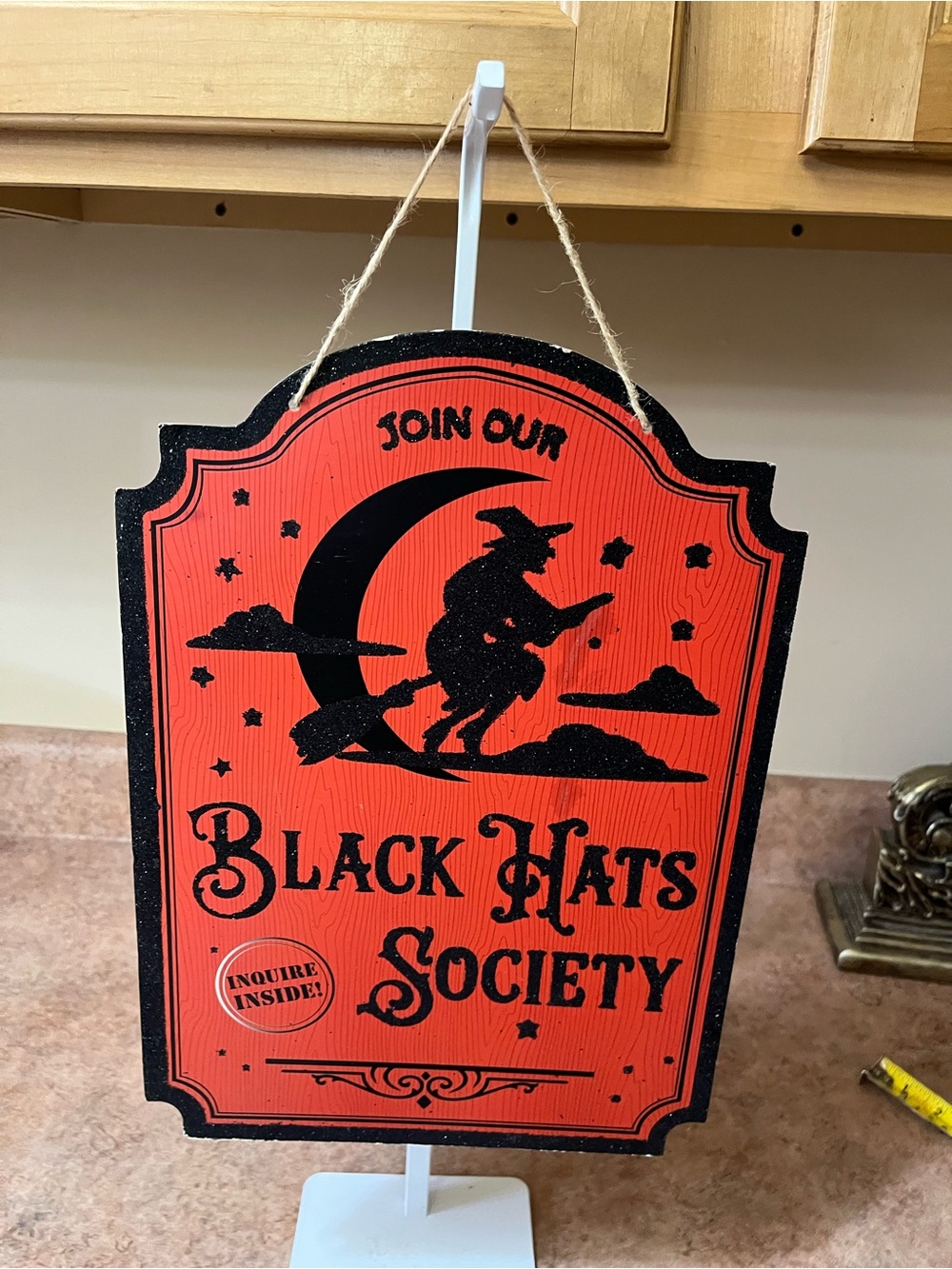 Black Hats Society Halloween Wall Hanging - Orange and Black